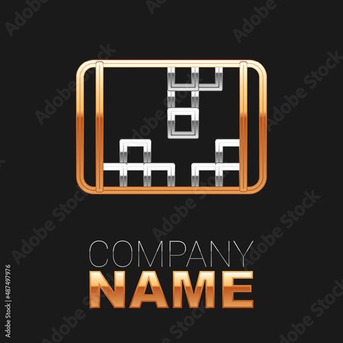 Line Portable video game console icon isolated on black background. Handheld console gaming. Colorful outline concept. Vector