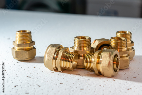 various Brass and metal fittings for plumbing