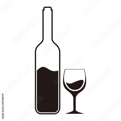 wine bottle glass icon vector on white background