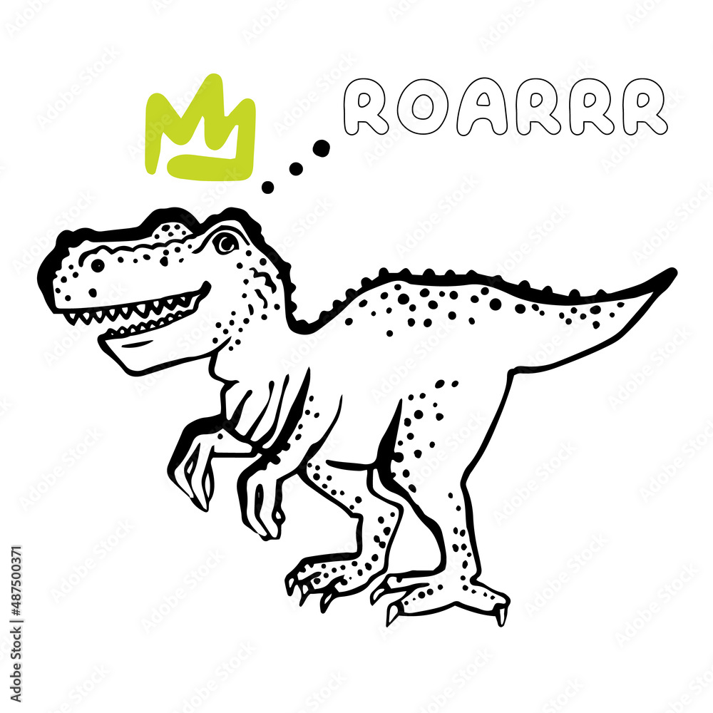 Cartoon Tyrannosaurus Rex Roaring on White Background Stock Vector