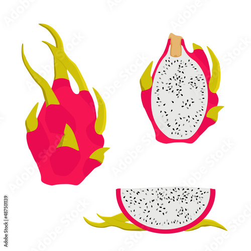 Pitahaya dragon fruits isolated on white background