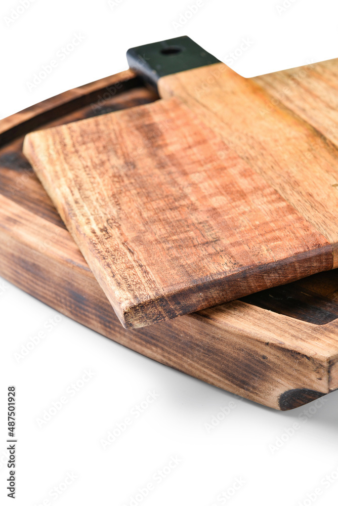 Fototapeta premium Wooden boards isolated on white, closeup