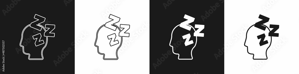 Set Dreams icon isolated on black and white background. Sleep, rest, dream concept. Resting time and comfortable relaxation. Vector Set Dreams icon isolated on black and white background. Sleep, rest, dream concept. Resting time and comfortable relaxation. Vector