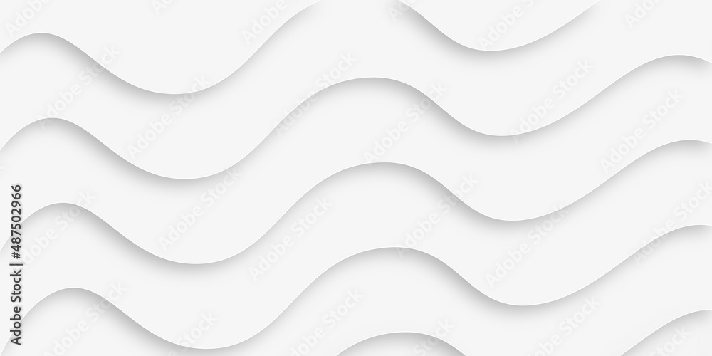 Obraz premium abstract curve wave pattern 3d papercut white background. Seamless smooth lines curve to form a surface of light and shadow as a concept of architectural background. 