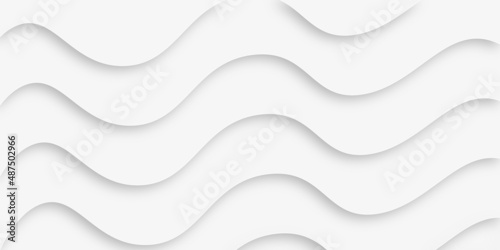 Fototapeta Naklejka Na Ścianę i Meble -  abstract curve wave pattern 3d papercut white background. Seamless smooth lines curve to form a surface of light and shadow as a concept of architectural background. 