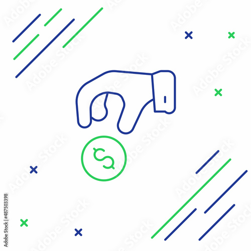 Line Donate or pay your zakat as muslim obligatory icon isolated on white background. Muslim charity or alms in ramadan kareem before eid al-fir. Colorful outline concept. Vector