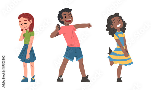 Children demonstrating good manners and bad behavior set cartoon vector illustration