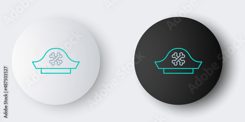 Line Pirate hat icon isolated on grey background. Colorful outline concept. Vector