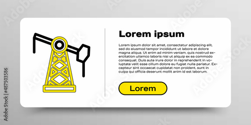 Line Oil pump or pump jack icon isolated on white background. Oil rig. Colorful outline concept. Vector