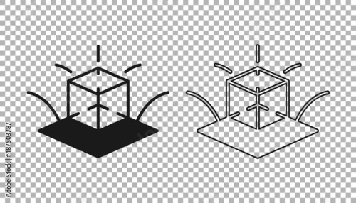 Black 3d modeling icon isolated on transparent background. Augmented reality or virtual reality. Vector