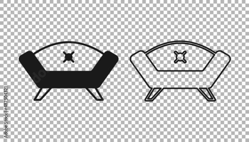 Black Sofa icon isolated on transparent background. Vector