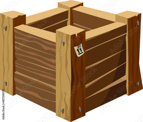 Wooden box for fruits and vegetables. empty garden box or box. vector illustration isolated on white background.