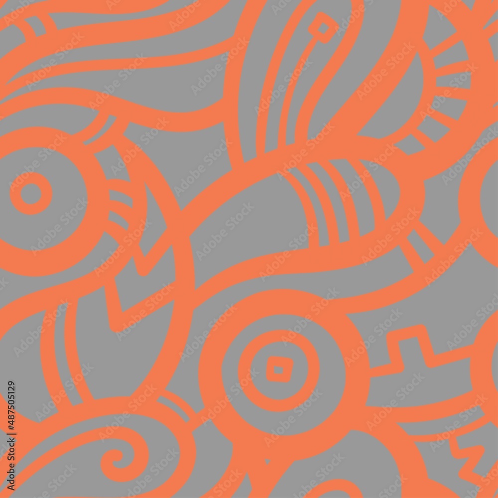 Seamless abstract pattern on gray background. Vector doodle image. Graphic linear wallpaper. Seamless abstract pattern on gray background. Vector doodle image. Graphic linear wallpaper.