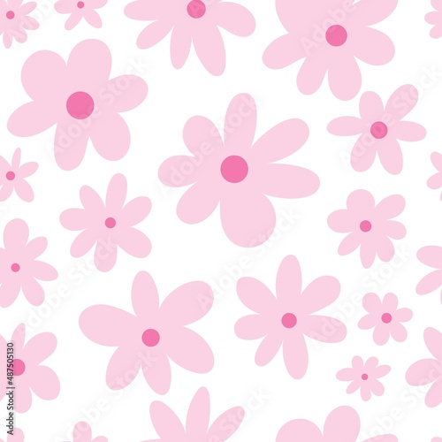 Seamless pattern with different plants and  flowers on  white background. Vector print with herbs. Botanical doodle wallpaper.