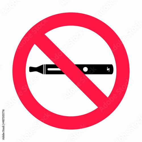No vaping sign. Red forbidden circle sign icon isolated on white background vector illustration. Vape and smoke and in prohibition circle.