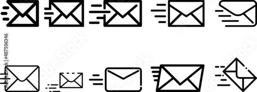 Email icon. Set of email signs in flat style. Mail message icons. Received mail set of shape