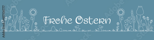 Blumenwiese Ostern Banderole, nahtloses Muster mit Frohe Ostern, Banner, Hintergrund