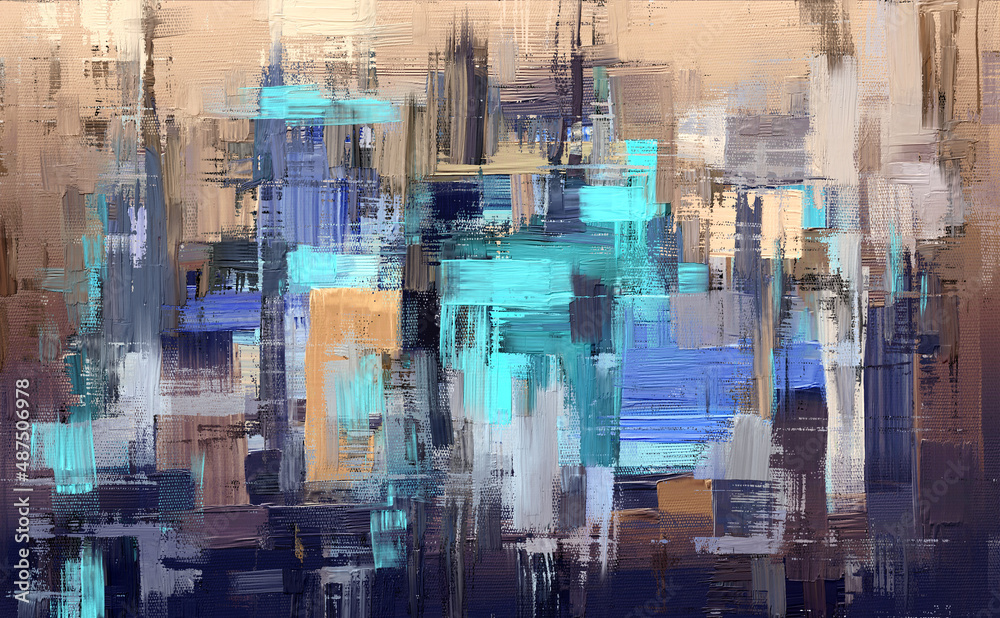 Paint strokes on canvas. Beige, teal and violet vibrant art, artistic texture. Abstract grungy background Paint strokes on canvas. Beige, teal and violet vibrant art, artistic texture. Abstract grungy background