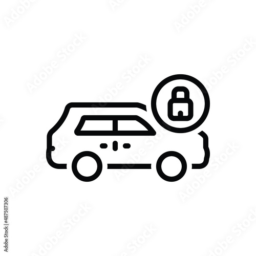 Black line icon for locking theft 