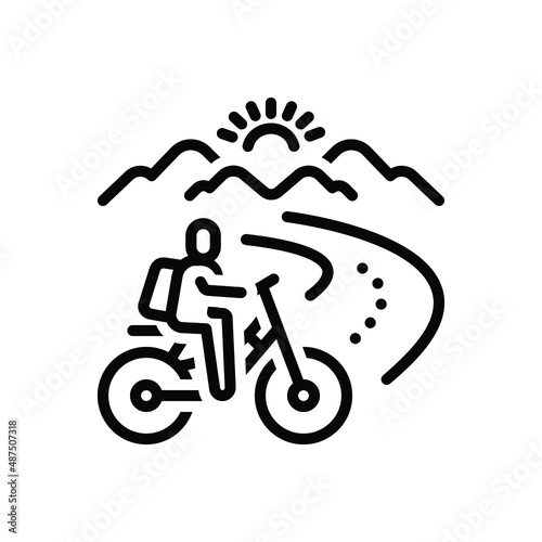 Black line icon for touring tourism