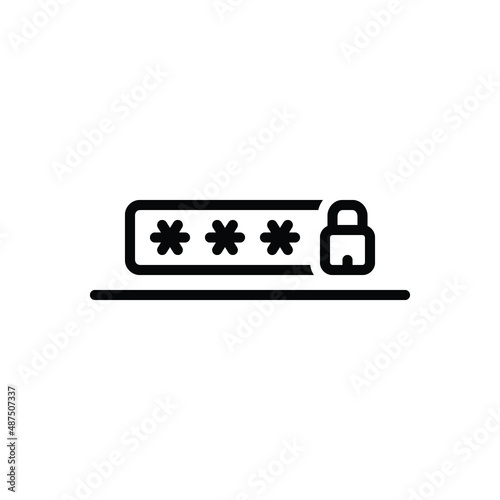 Black line icon for locking authorization 