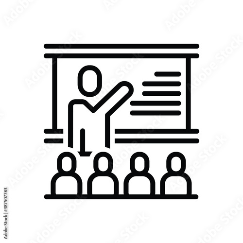Black line icon for lectures