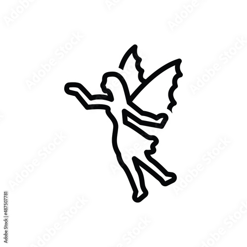 Black line icon for fairy