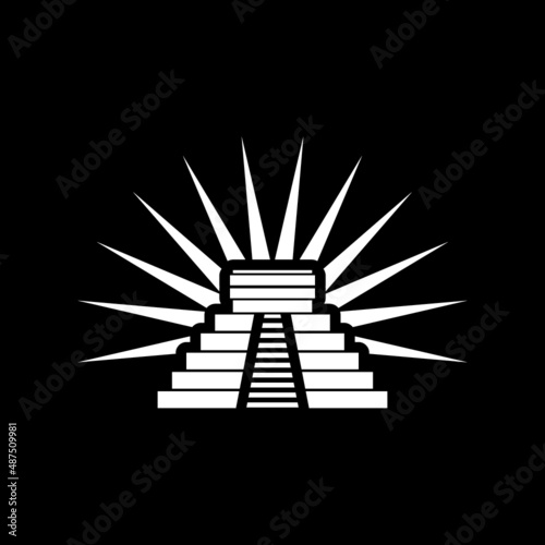 Mexican pyramid flat icon isolated on dark background