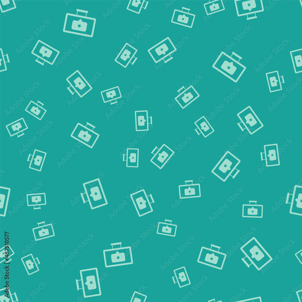 Green Monitor with star icon isolated seamless pattern on green background. Favorite, best rating, award symbol. Vector Green Monitor with star icon isolated seamless pattern on green background. Favorite, best rating, award symbol. Vector