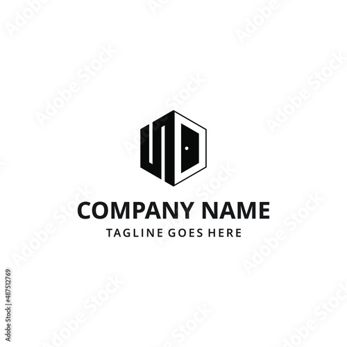 Abstract illustration of Initial N combination with house door graphic design, geometric shape logo design template