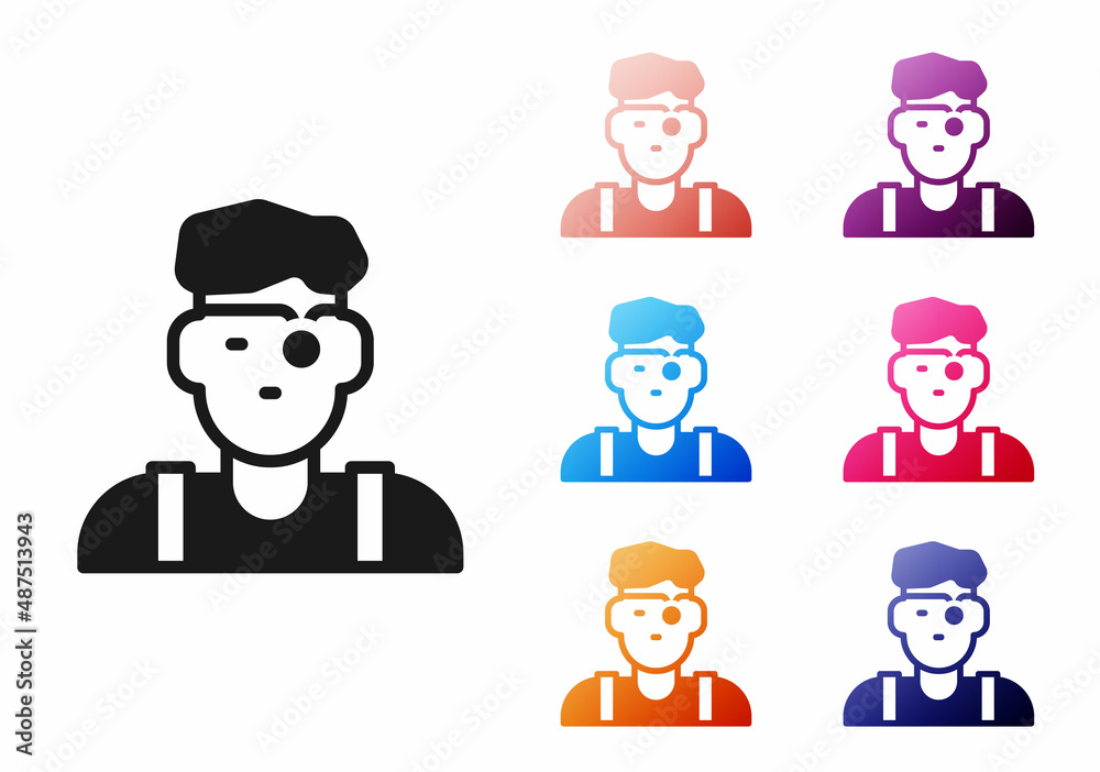 Black Jeweler man icon isolated on white background. Set icons colorful. Vector Black Jeweler man icon isolated on white background. Set icons colorful. Vector