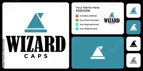 Simple witch hat logo design with business card template.
