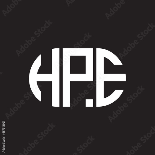 HPE letter logo design on black background. HPE creative initials letter logo concept. HPE letter design.