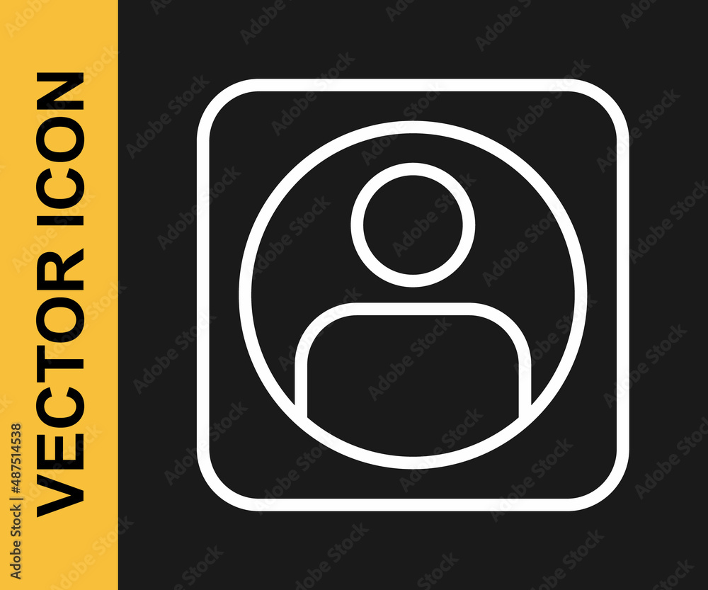 Fototapeta premium White line Create account screen icon isolated on black background. Vector