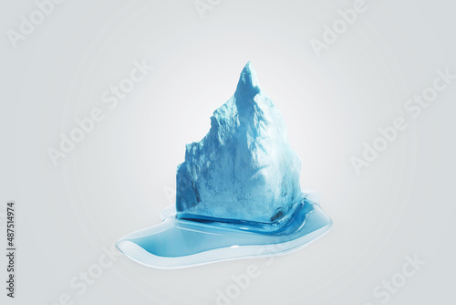 Iceberg melts on a white background. Global warming and melting glaciers, concept