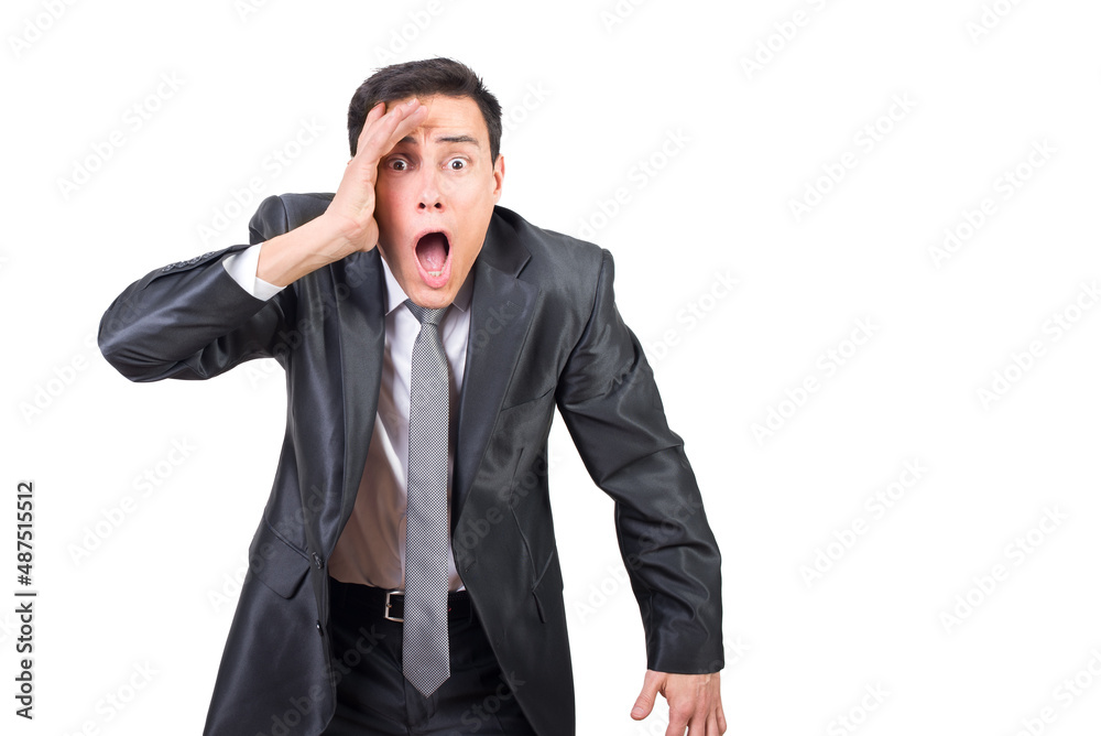 Surprised man in suit looking at camera Surprised man in suit looking at camera