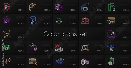 Set of Money loss, Accounting and T-shirt design line icons. Include Award app, Notification calendar, Stars icons. Laureate medal, Certificate, Presentation web elements. Calendar. Vector