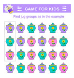 A game for children. Fınd jug groups as ın the example. Attention tasks for children