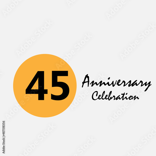 45 Set Year Anniversary Celebration Yellow Color Vector Template Design Illustration