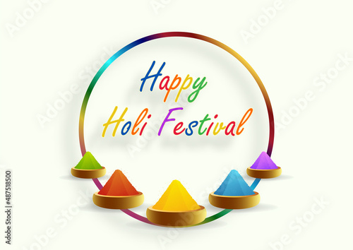 Happy Holi Festival, colorful gulal with powder color for the traditional Indian festival of colors with nice and creative design on color background