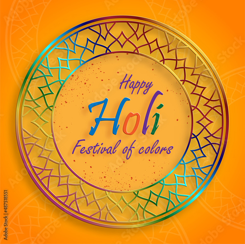 Happy Holi Festival, colorful gulal with powder color for the traditional Indian festival of colors with nice and creative design on color background