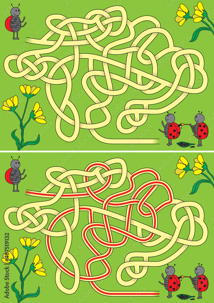 Naklejka premium Ladybug maze