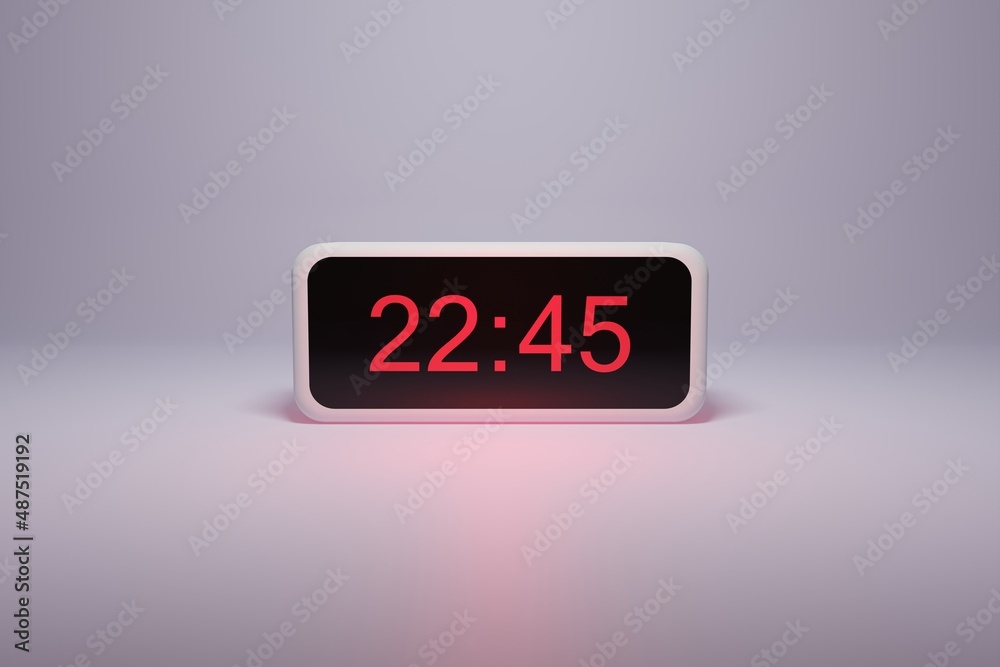3d alarm clock displaying current time with hour and minute 22.45 22 am pm mid day - Digital clock with red numbers - Time to wake up, attend meeting or appointment 3d alarm clock displaying current time with hour and minute 22.45 22 am pm mid day - Digital clock with red numbers - Time to wake up, attend meeting or appointment