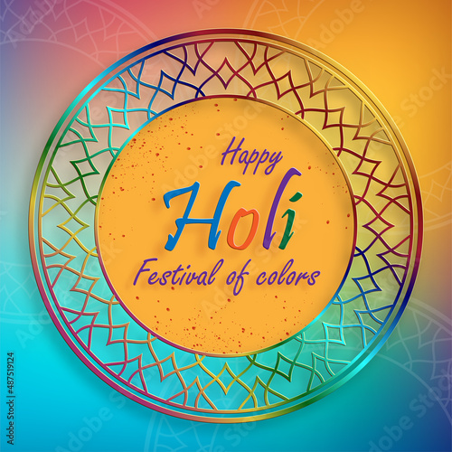 Happy Holi Festival, colorful gulal with powder color for the traditional Indian festival of colors with nice and creative design on color background