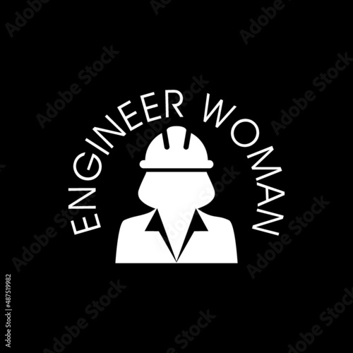 Woman construction worker icon isolated on dark background