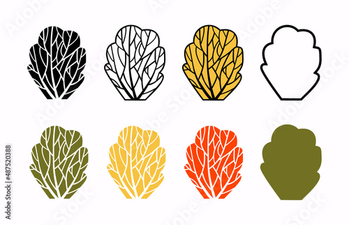 A set of trees or bushes, the idea of autumn trees, silhouettes and contours. Beautiful abstract shapes. © Ольга Бошарова