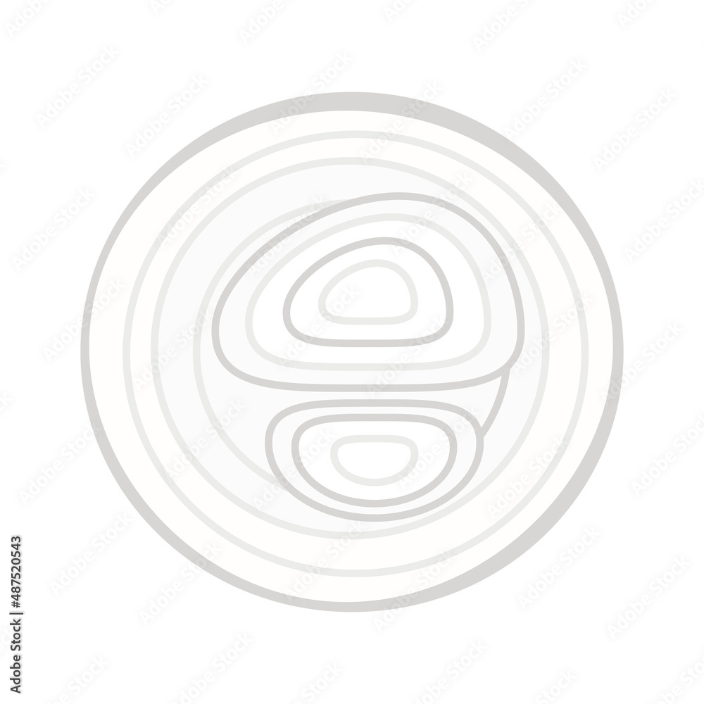 Slice a white onion. Delicious and healthy vegetable used in food. A root vegetable that is prepared as a seasoning. Vector illustration isolated on a white background for design and web. Slice a white onion. Delicious and healthy vegetable used in food. A root vegetable that is prepared as a seasoning. Vector illustration isolated on a white background for design and web.