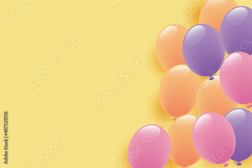 中間色の風船イラスト背景