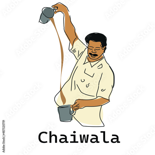 Chai or tea poster, Cutting tea, chaiwala meaning tea seller poster.