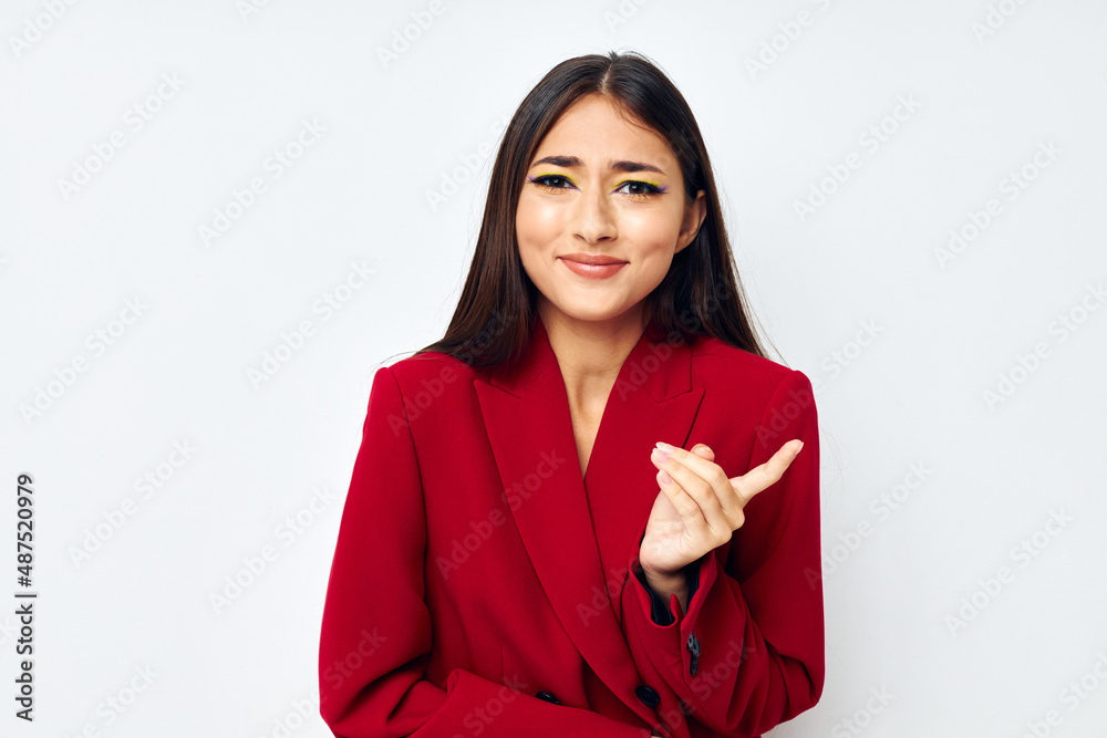 young woman attractive look makeup smile light background unaltered young woman attractive look makeup smile light background unaltered